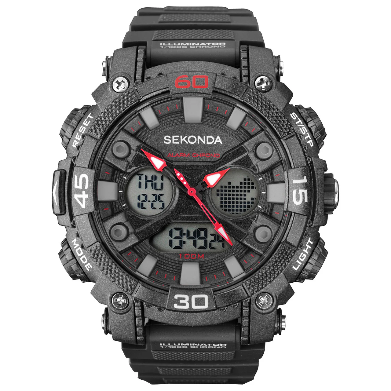 Analogue Digital Grey/Red Men's Watch - SK1036
