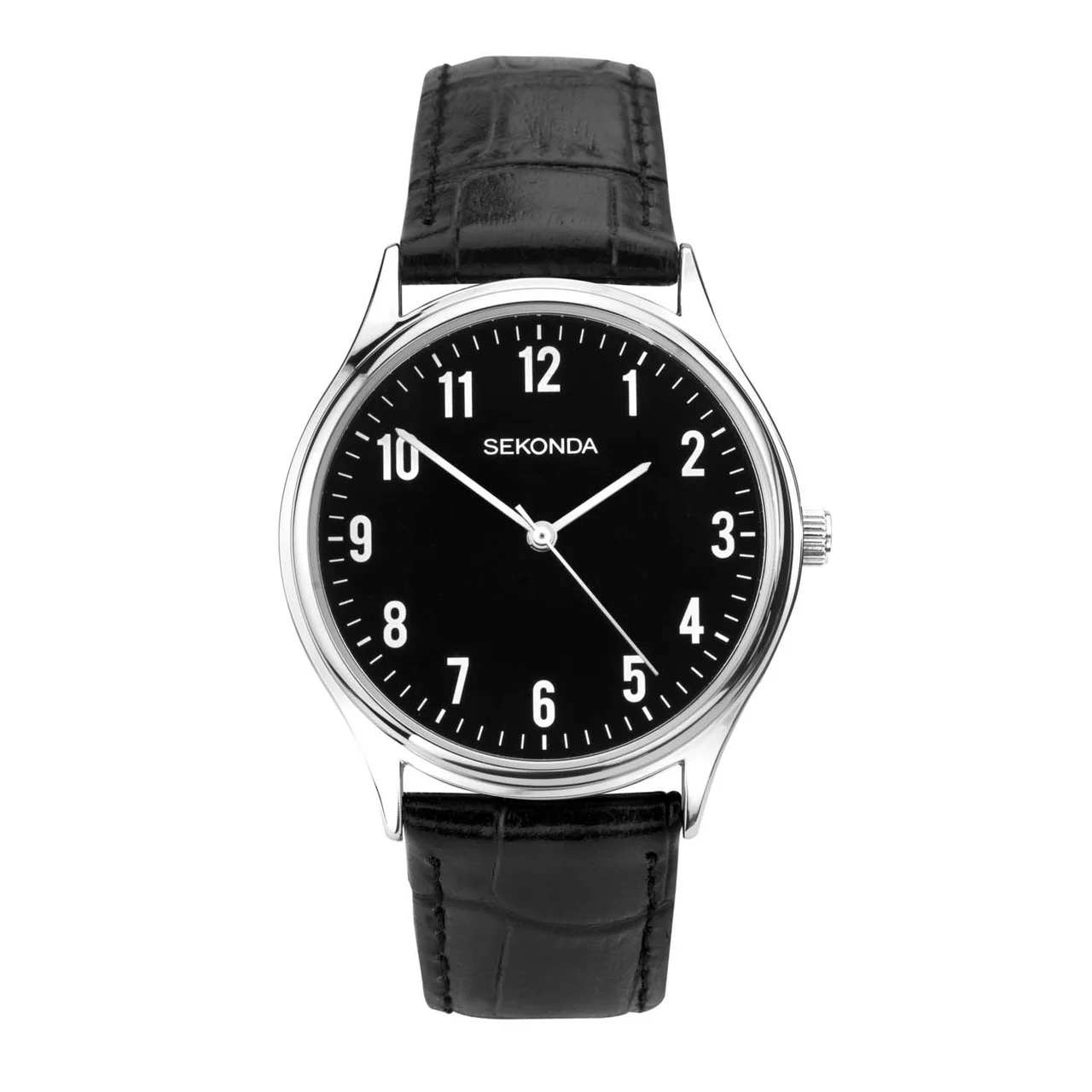 Black Dial Silver Case Black Croco Strap - SK1777