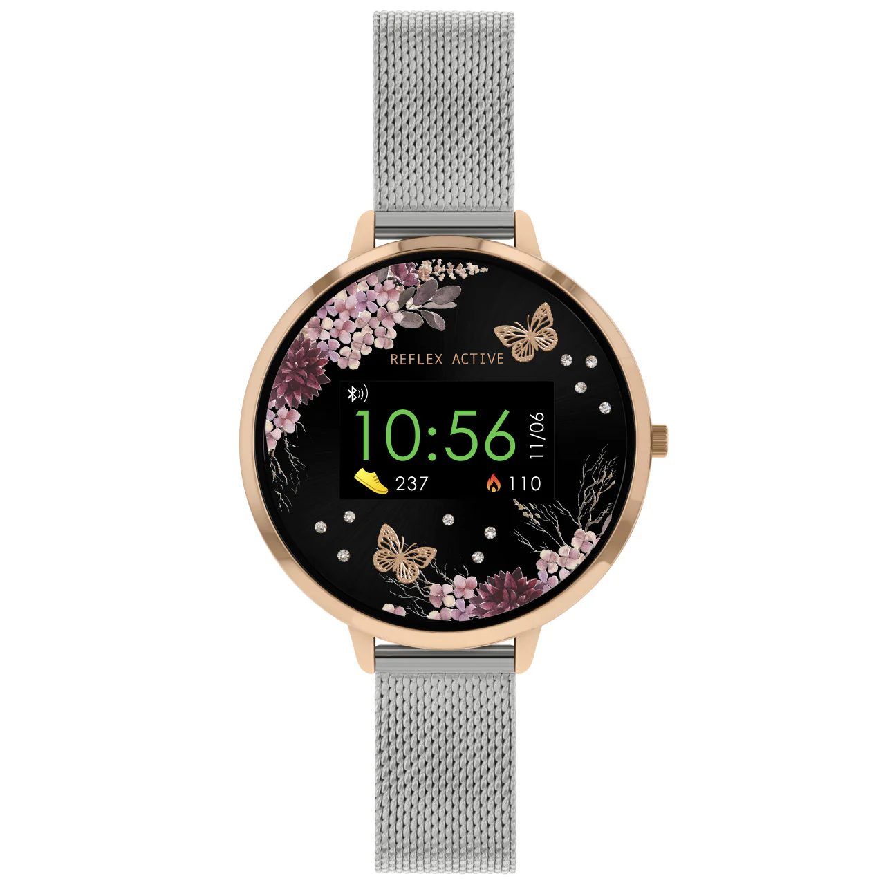 Series 3 Rose Gold Silver Mesh Smart Watch - RA03-4037