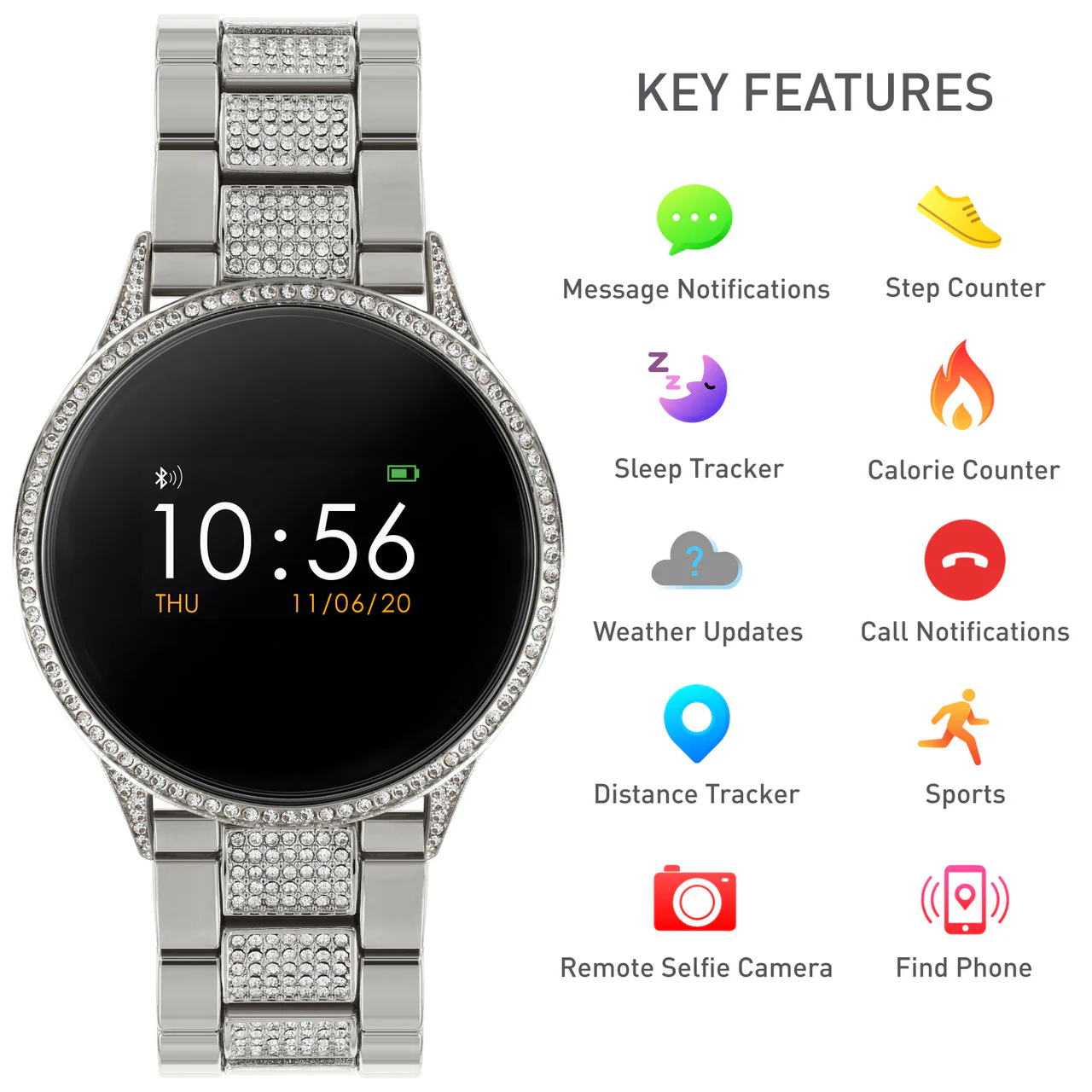 Series 4 Silver Link Crystal Smart Watch - Image 2