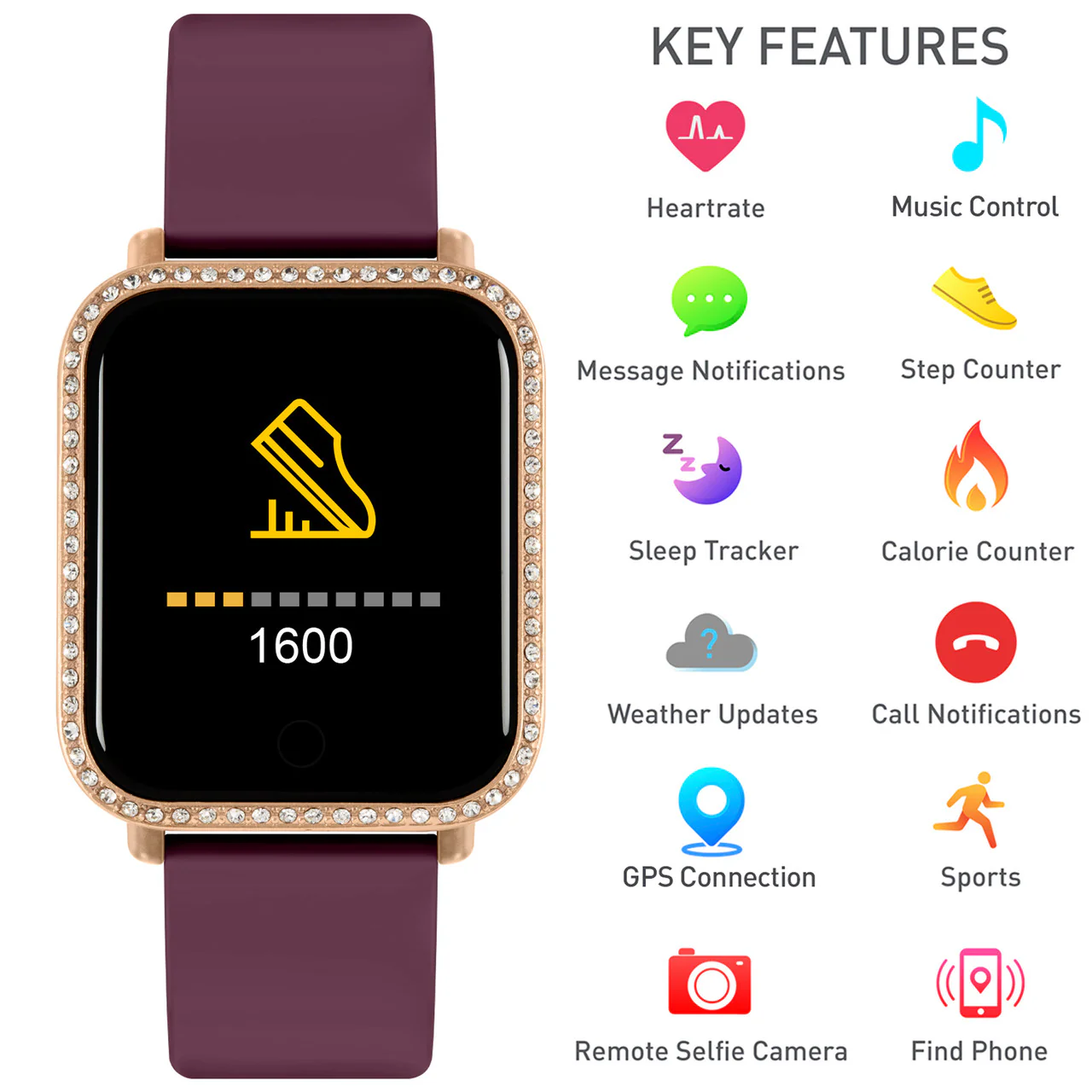 Series 6 White Burgundy Smart Watch - RA06-2094 - Image 5