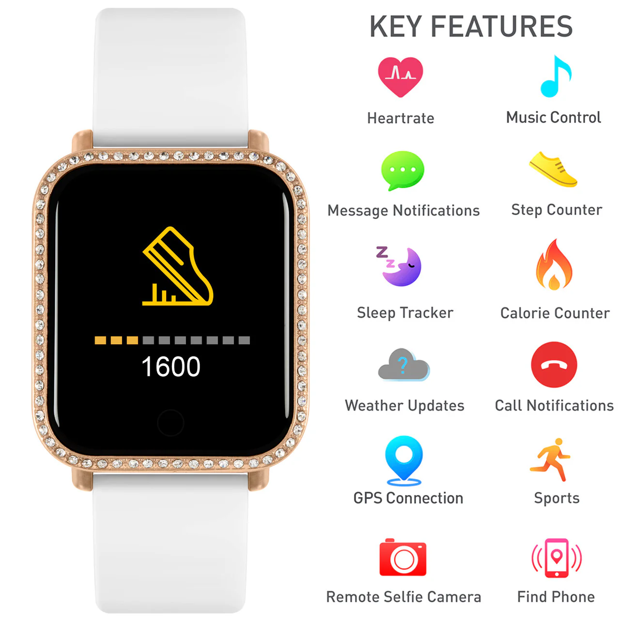 Series 6 White Crystal Smart Watch - RA06-2096 - Image 6