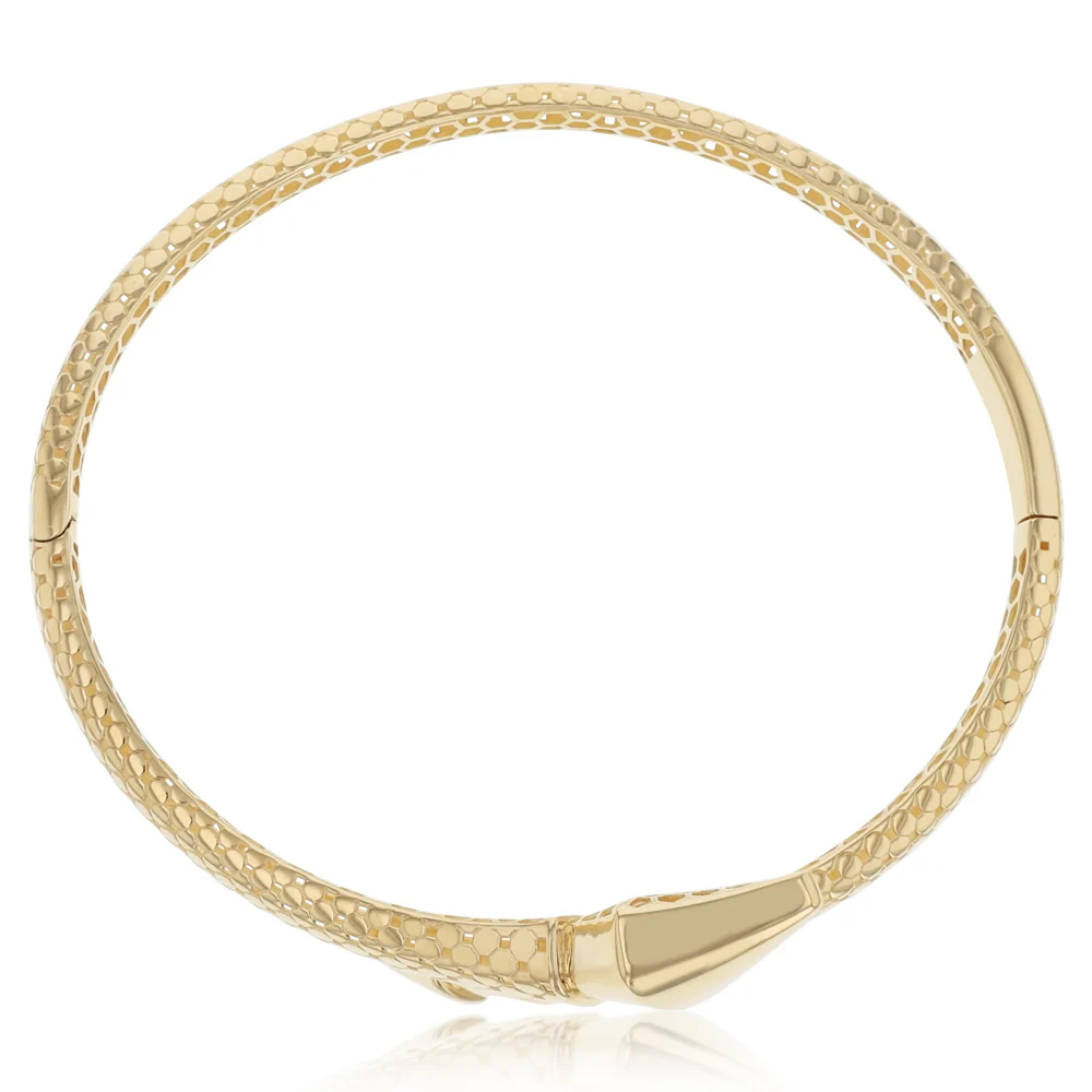 Serpent Patterned Bangle in 9ct Yellow Gold - Image 2