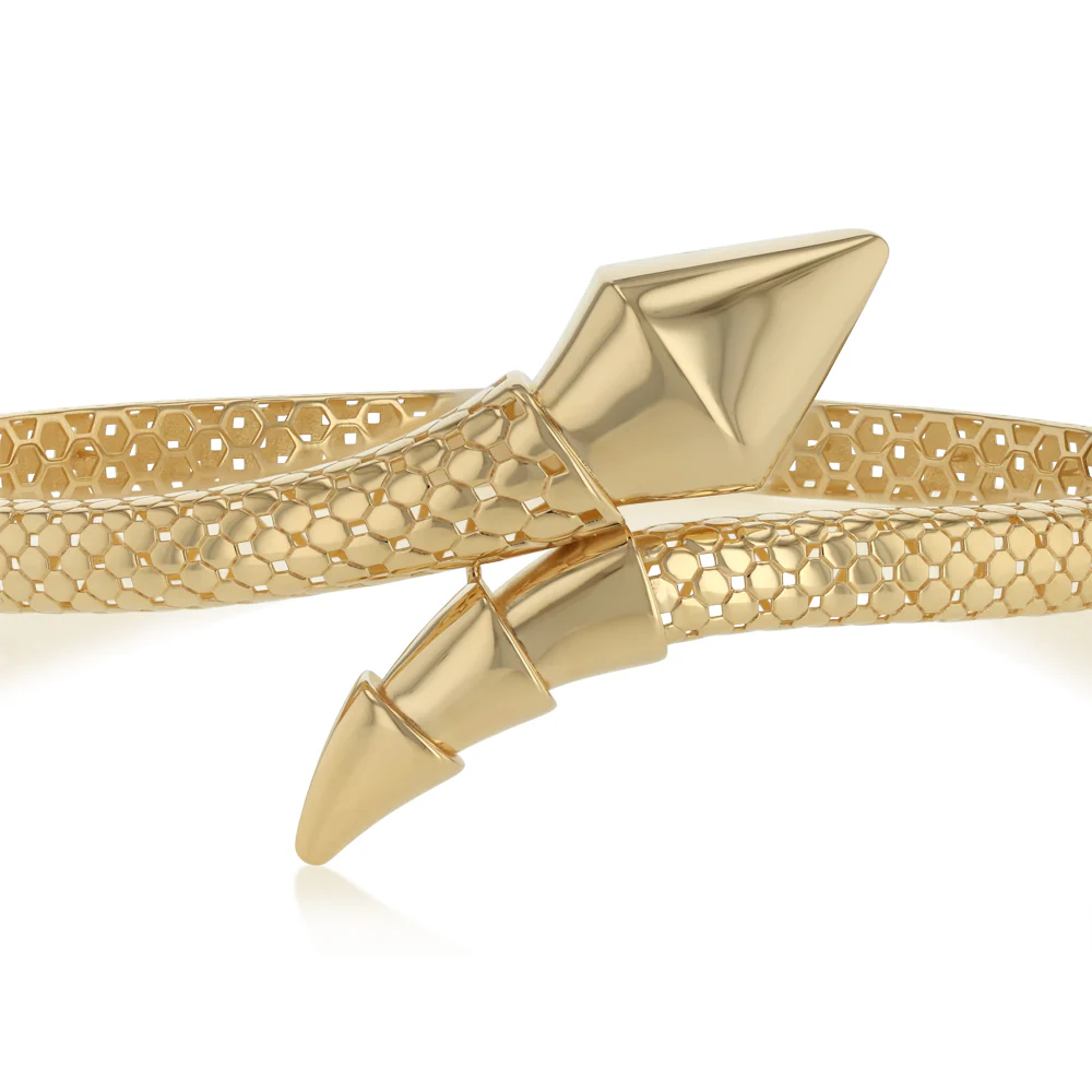 Serpent Patterned Bangle in 9ct Yellow Gold - Image 3
