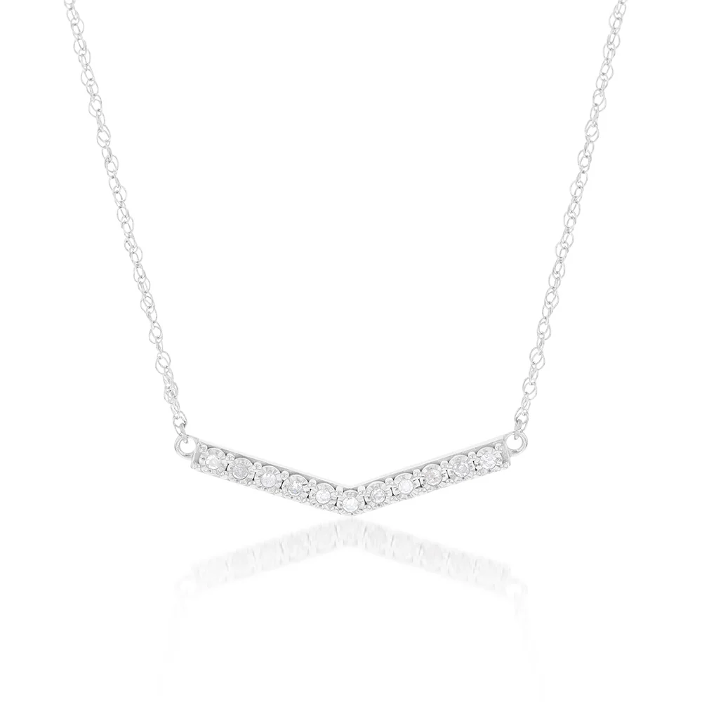 Silver 1/10 Carat Diamond 43.5cm Chain