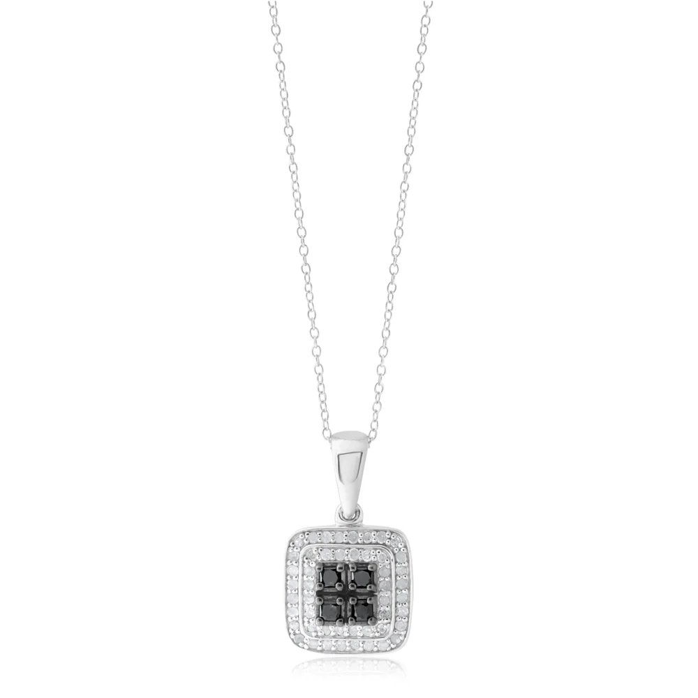 Silver 1/3 Carat Black Diamond Pendant