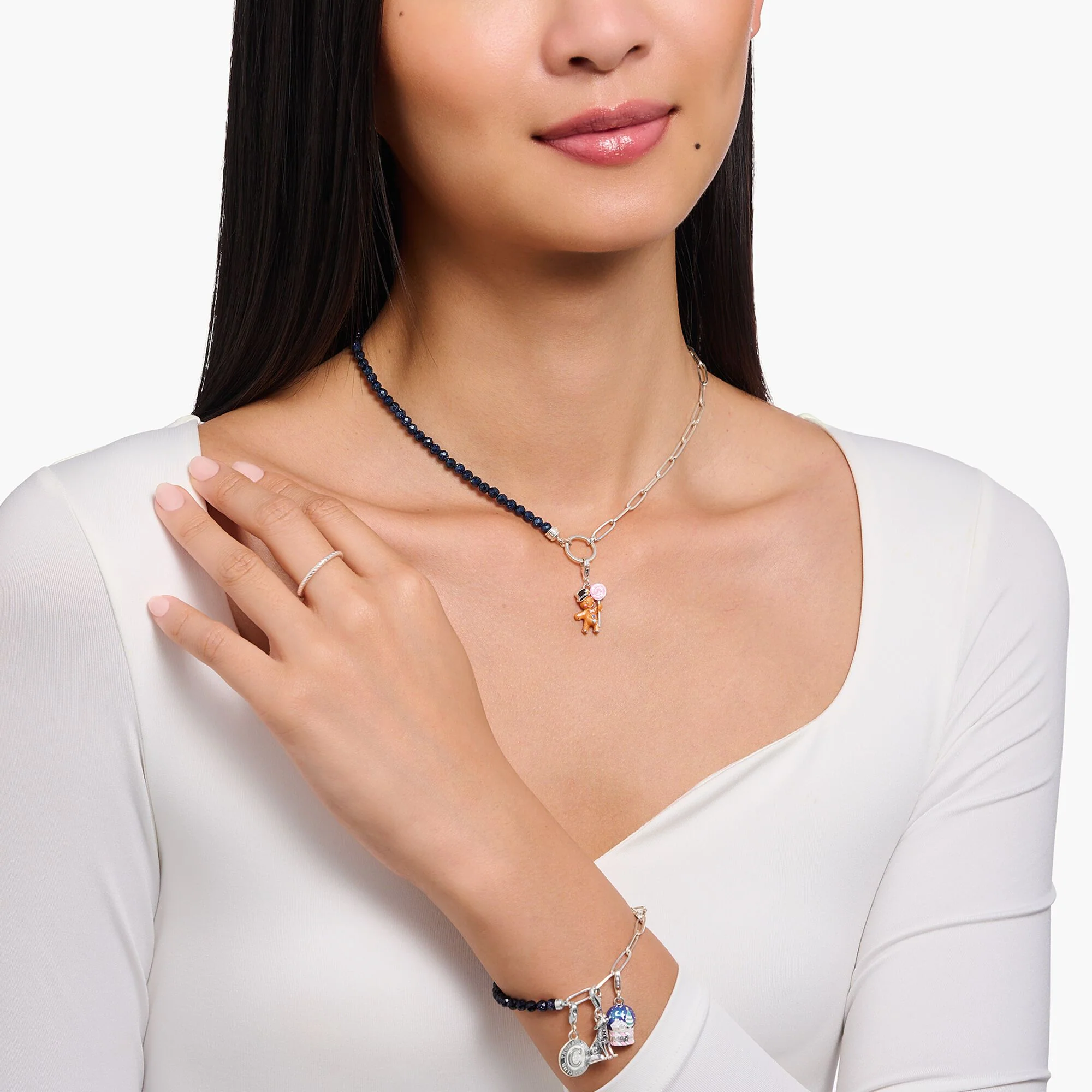 THOMAS SABO Silver Blackened Gingerbread Man Charm With Lollipop - Image 2