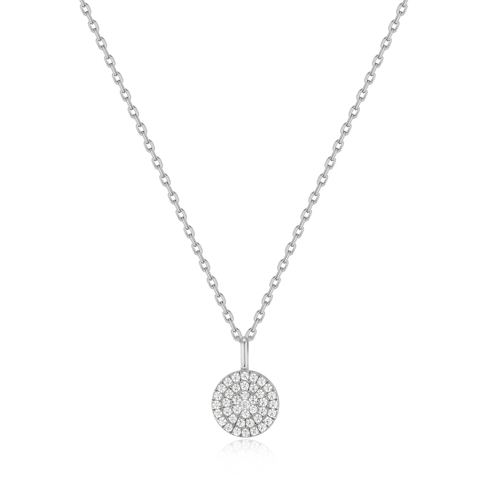 Silver Glam Disc Pendant Necklace - Image 2