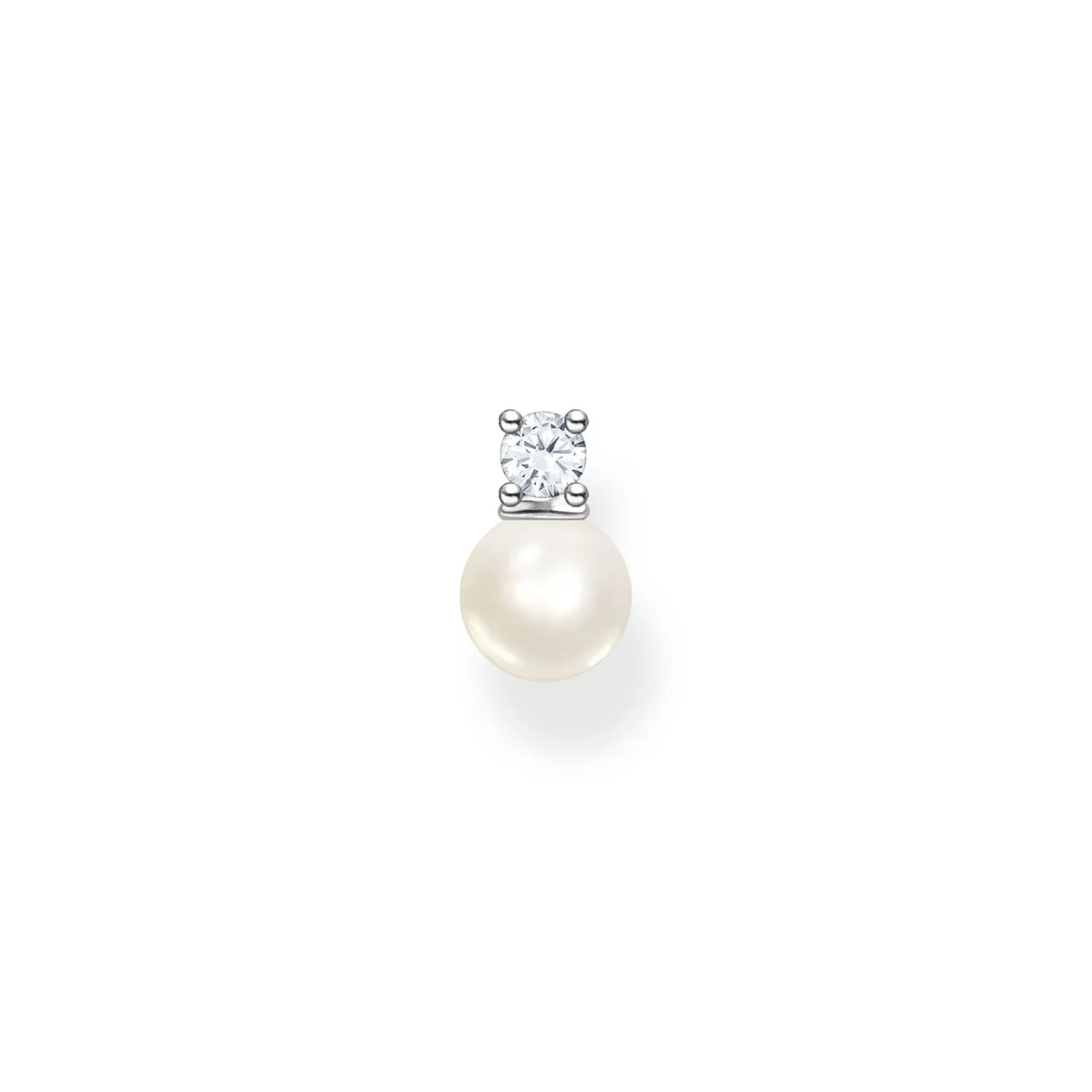 Single ear stud pearls and white stone silver - TH2214