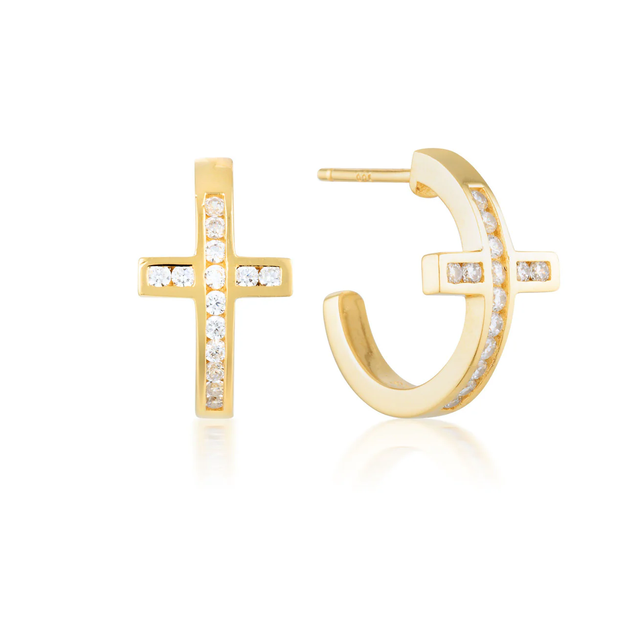 Spiritus Cross Hoop Earring - Gold - IE839G