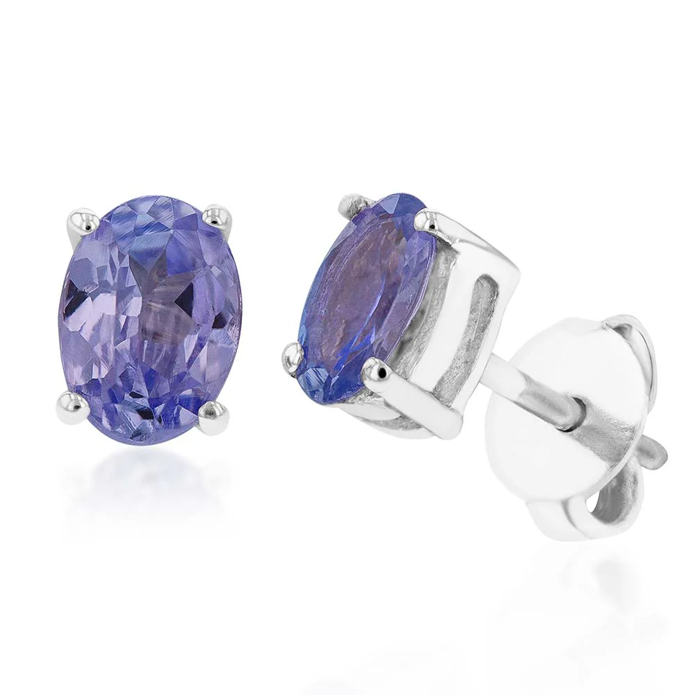 Sterling Silver 0.65ct Tanzanite 5x4mm Oval Studs