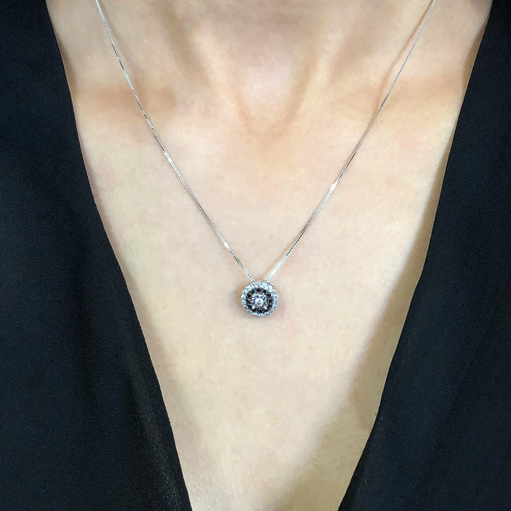 Sterling Silver 1/4 Carat Black and White Diamond  Pendant - Image 2