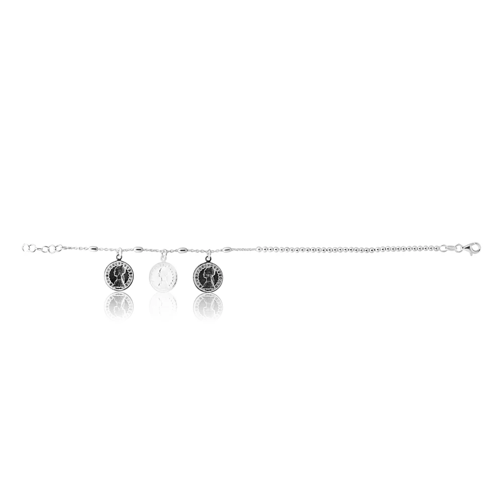 Sterling Silver 18cm+2cm 3 Coin Bracelet - Image 3