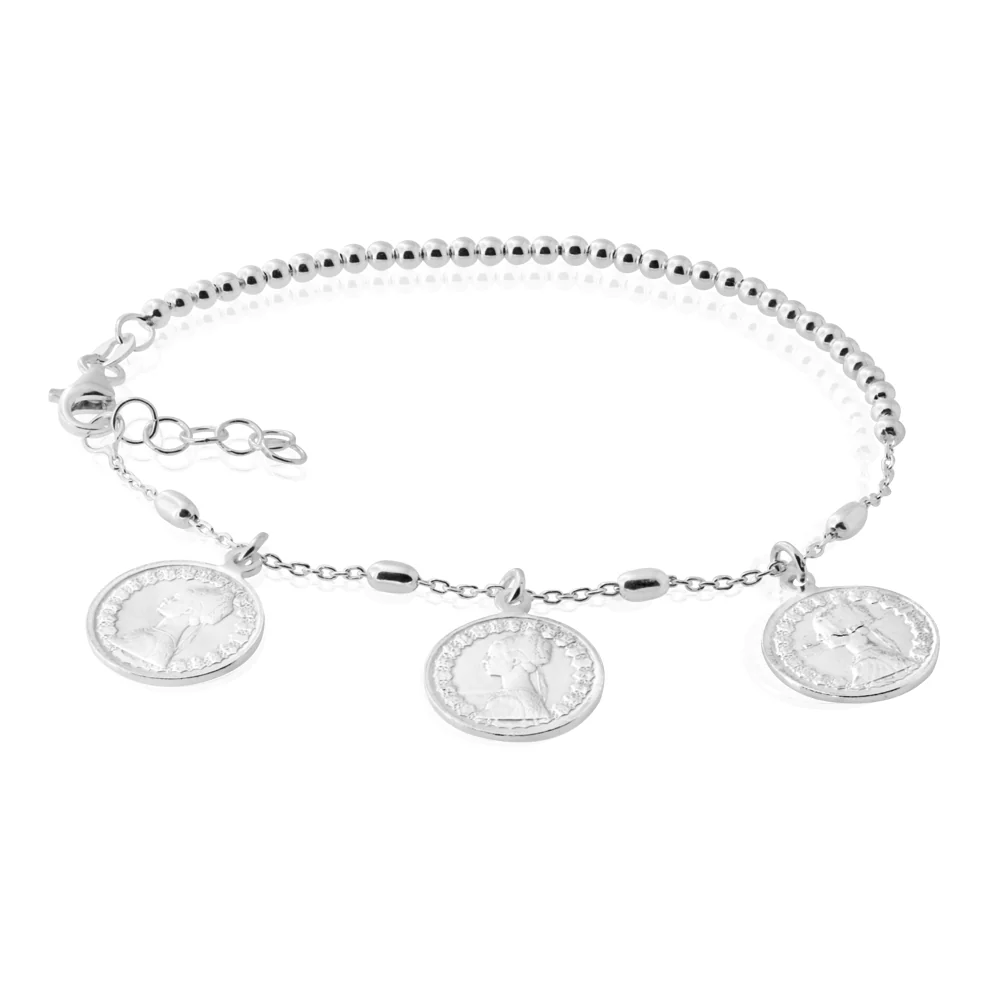Sterling Silver 18cm+2cm 3 Coin Bracelet - Image 4