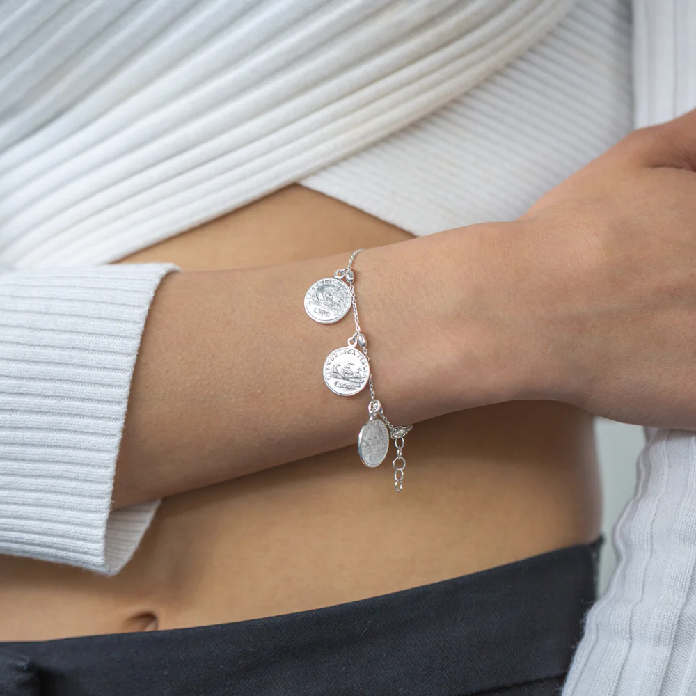 Sterling Silver 18cm+2cm 3 Coin Bracelet - Image 5