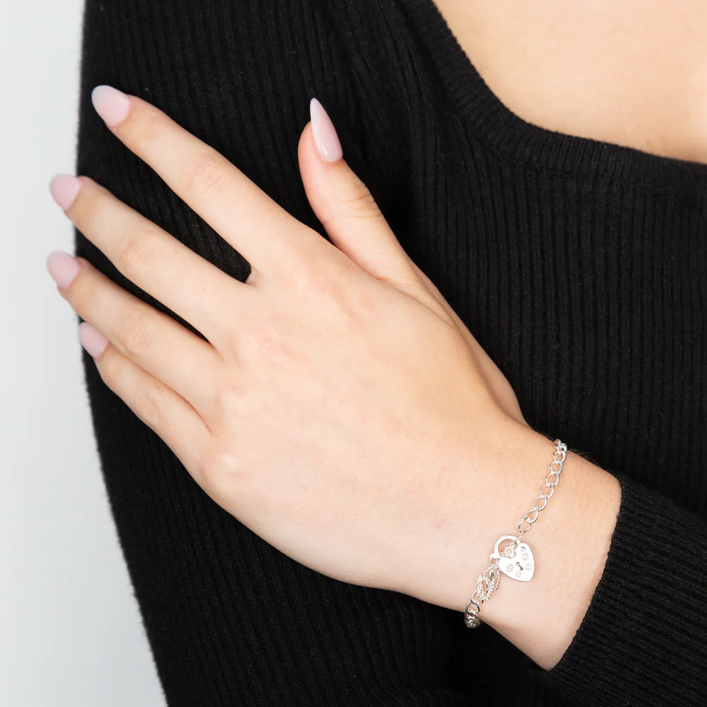 Sterling Silver 19cm Curb Keyhole Padlock Bracelet - Image 2