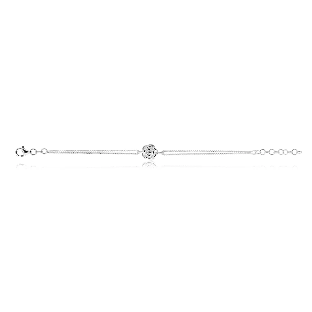 Sterling Silver 19cm Rose Flower Bracelet - Image 2