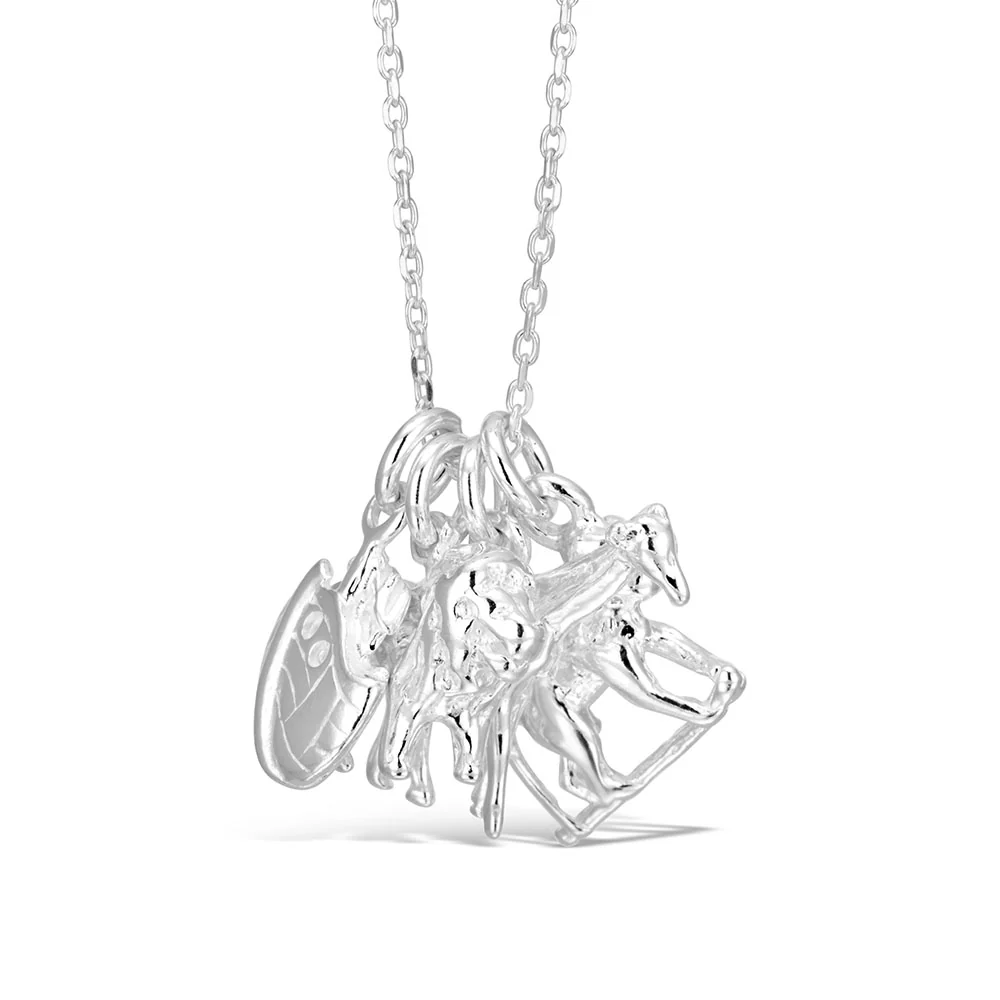Sterling Silver 45cm Noah's Ark Giraffe Lion Monkey and Ark on Chain
