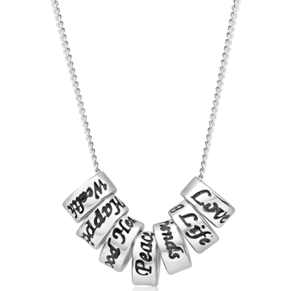 Sterling Silver 7 Rings of Luck Engraved Pendant With 45cm Chain - Image 4