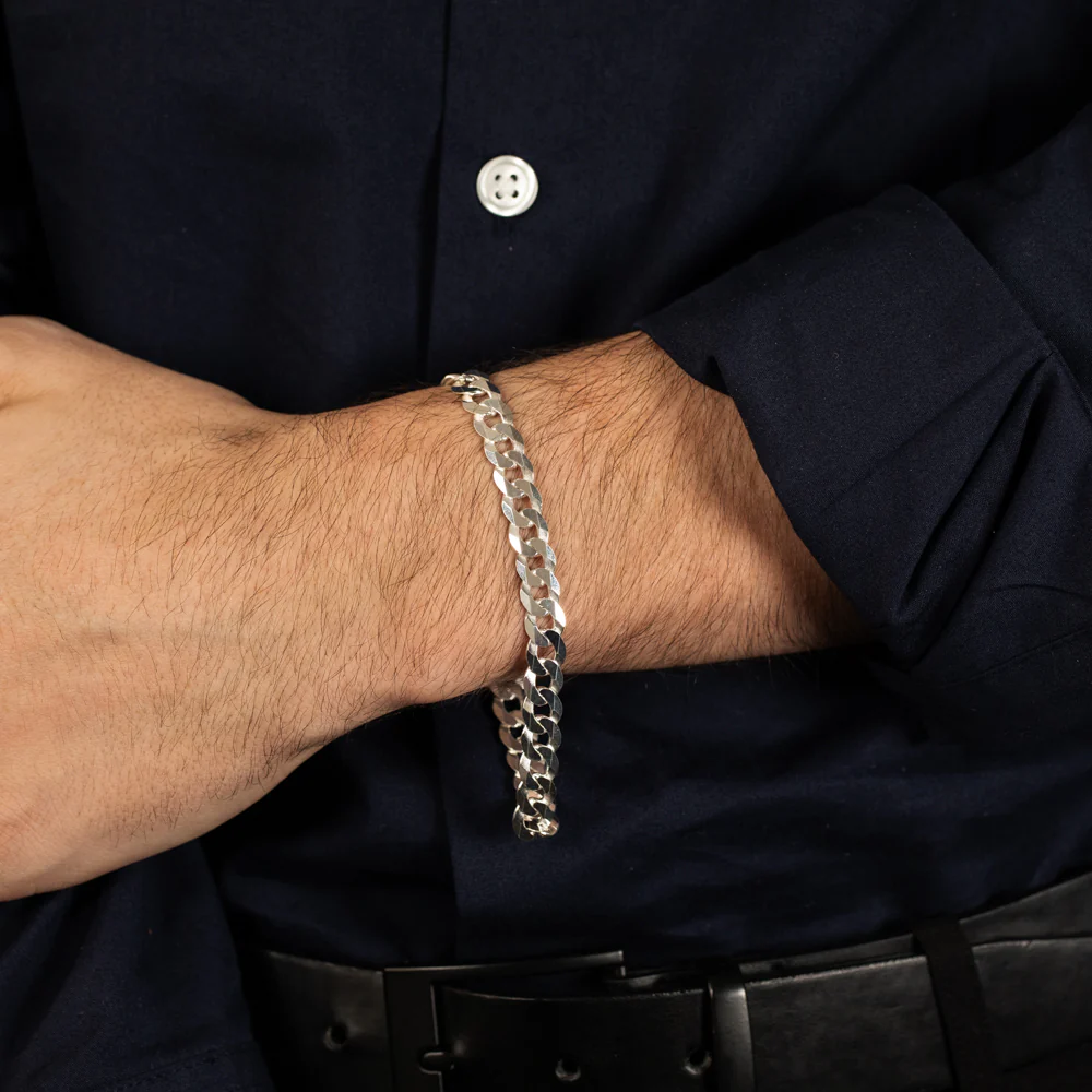 Sterling Silver Beveled Curb 21cm Bracelet - Image 3