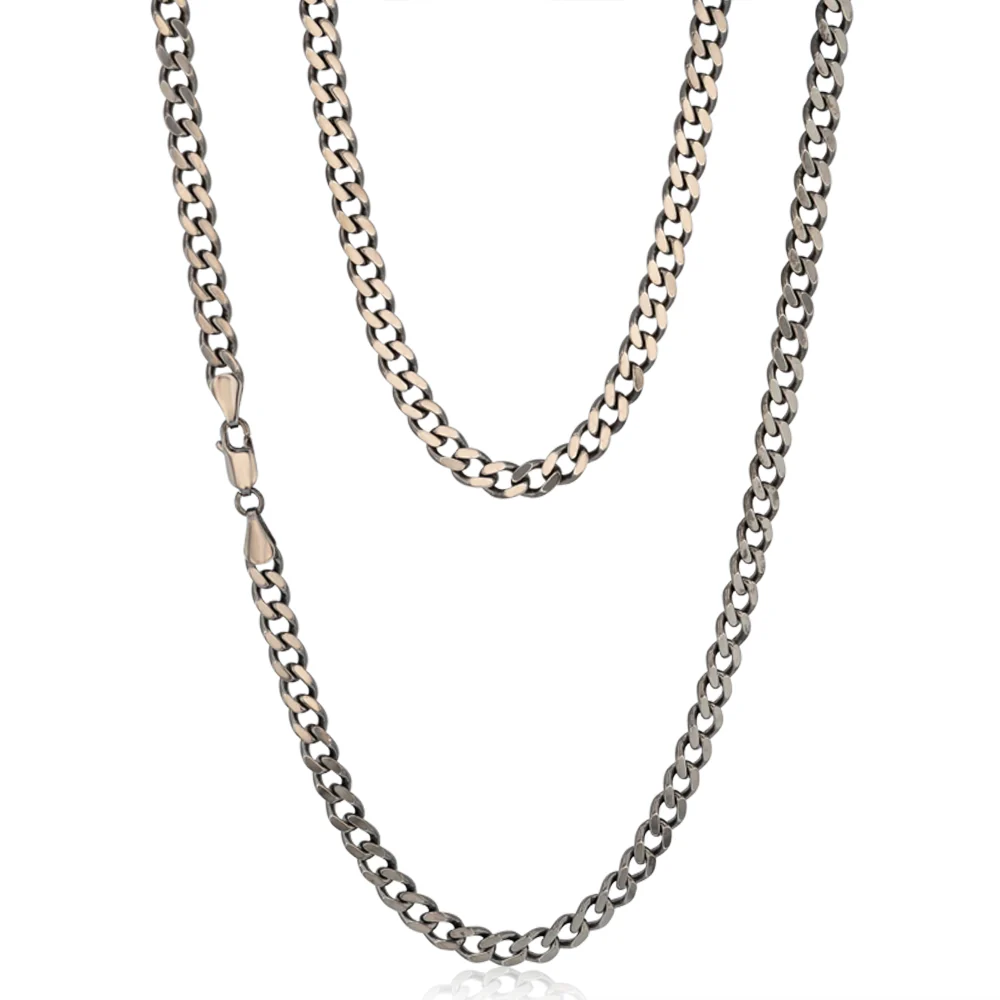 Sterling Silver Black Rhodium Plated Curb 150 Gauge 55cm Chain