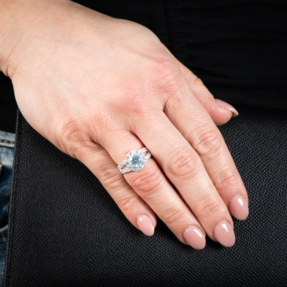 Sterling Silver Blue Topaz & Cubic Zirconia Fancy Ring - Image 6
