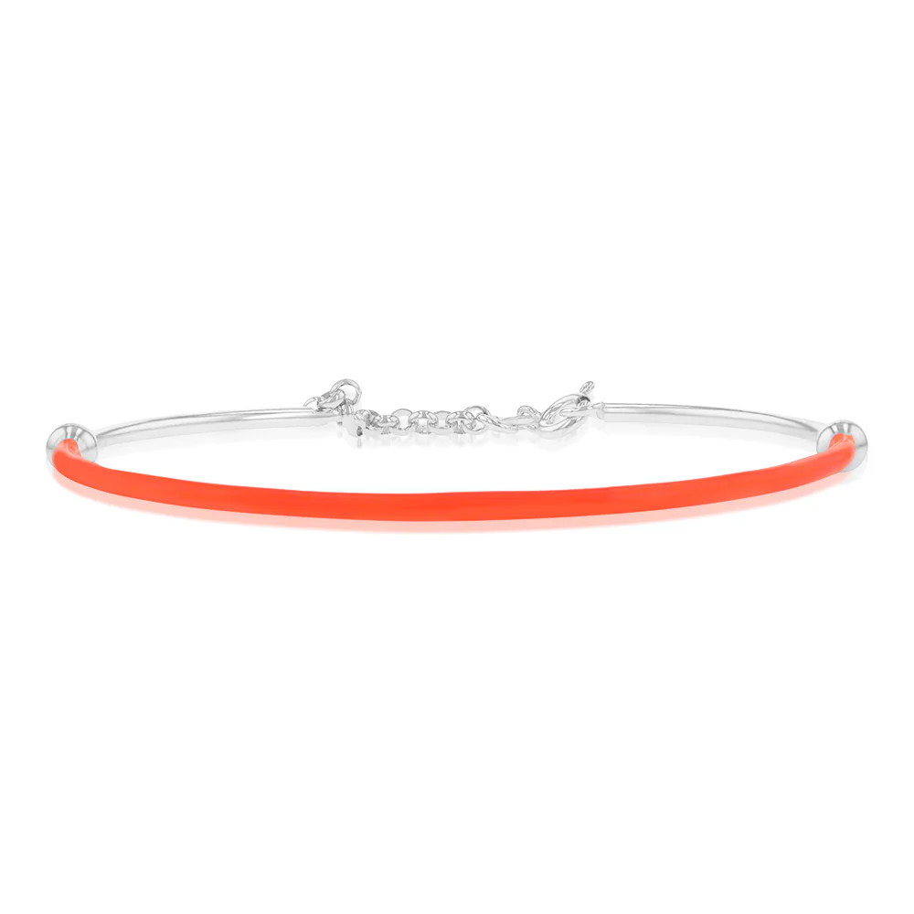 Sterling Silver Bright Orange Bangle - Image 2