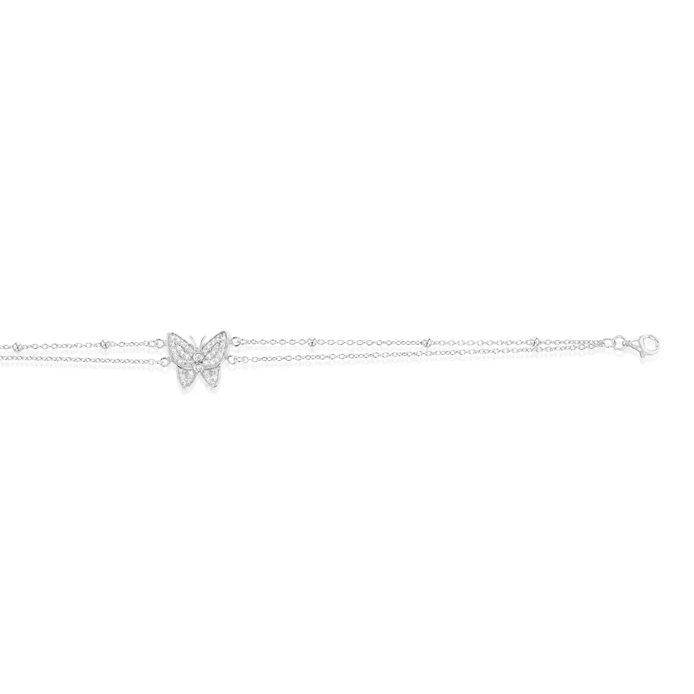 Sterling Silver Butterfly 27cm Anklet - Image 3