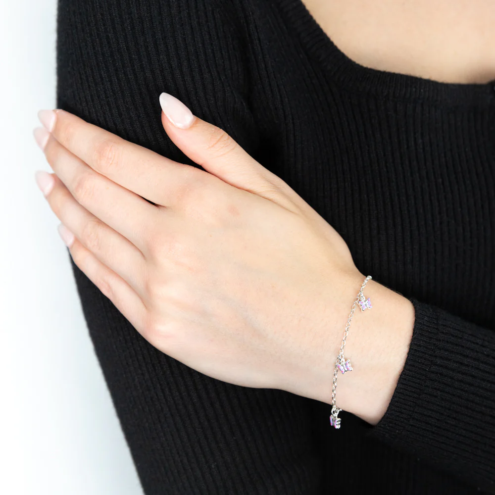Sterling Silver Butterfly Charm 16cm Bracelet - Image 3