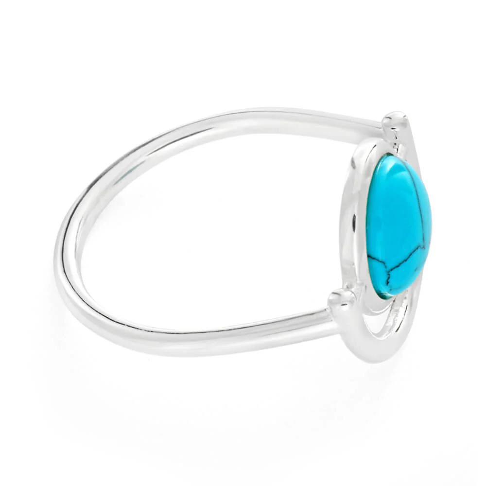 Sterling Silver Created Turquoise Dome Ring - Image 3