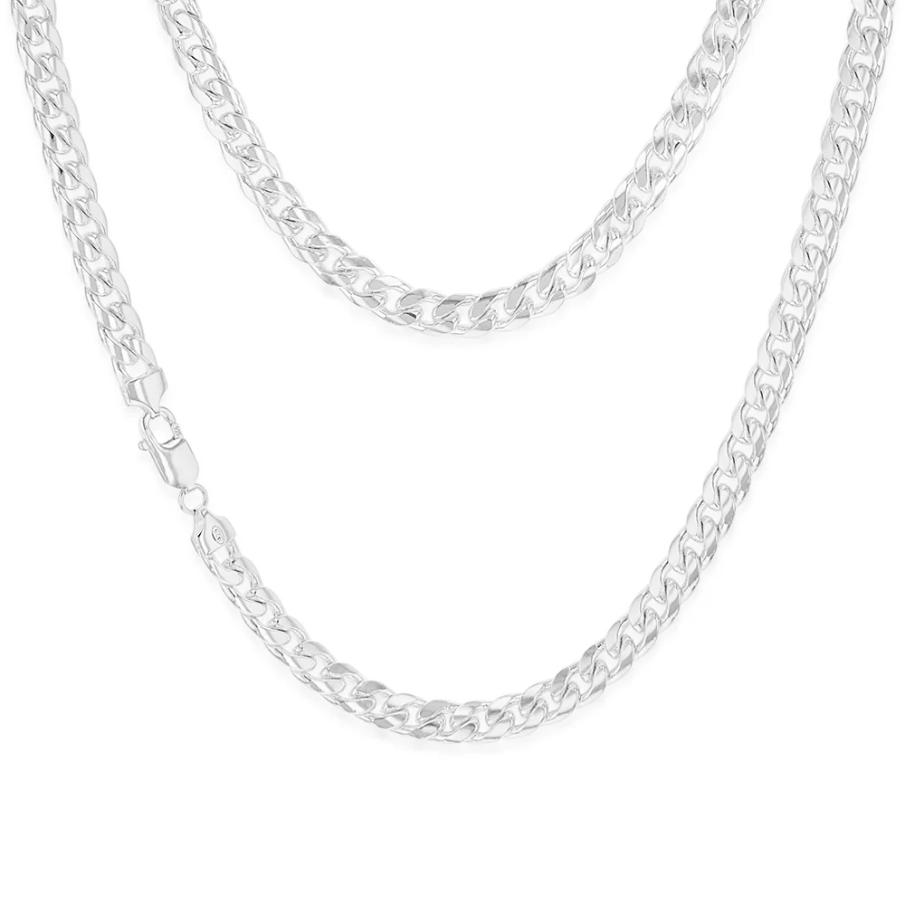 Sterling Silver Curb Beveled 55cm Chain