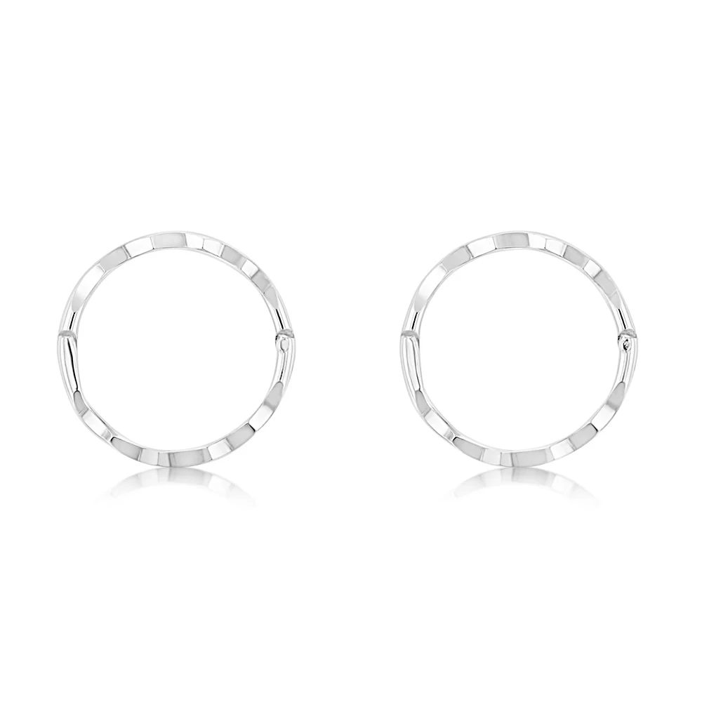Sterling Silver Diamond Cut 12mm Sleeper Earrings