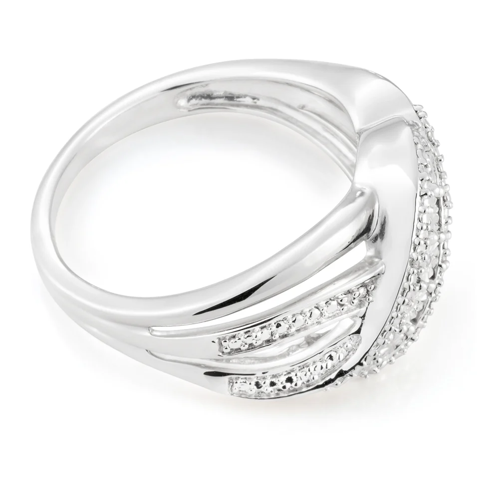 Sterling Silver Diamond Ring with 5 Brilliant Cut Diamonds - Image 2