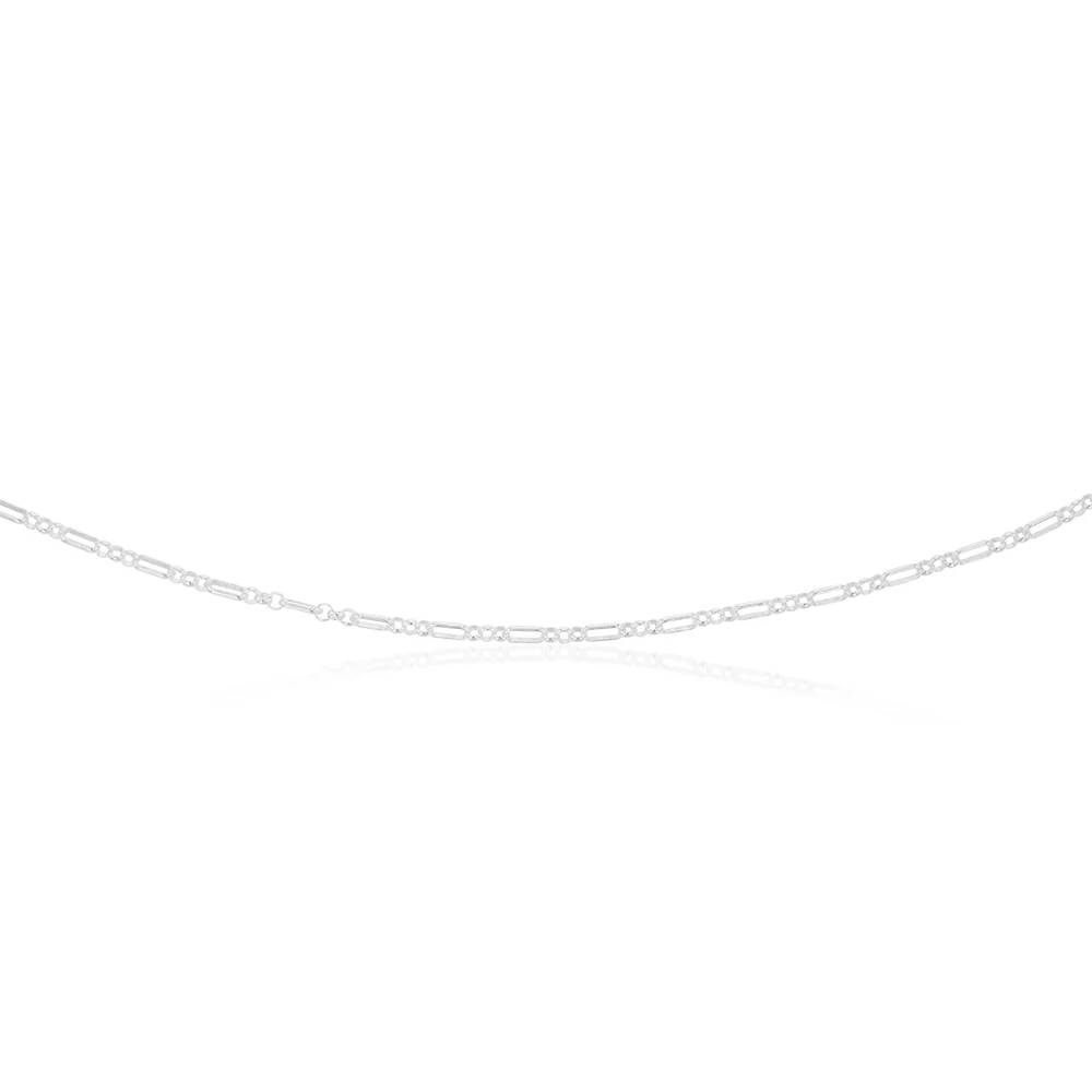Sterling Silver Double Strand Figaro 45cm Chain
