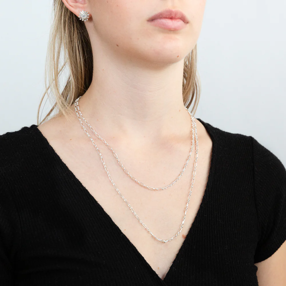 Sterling Silver Double Strand Figaro 45cm Chain - Image 4