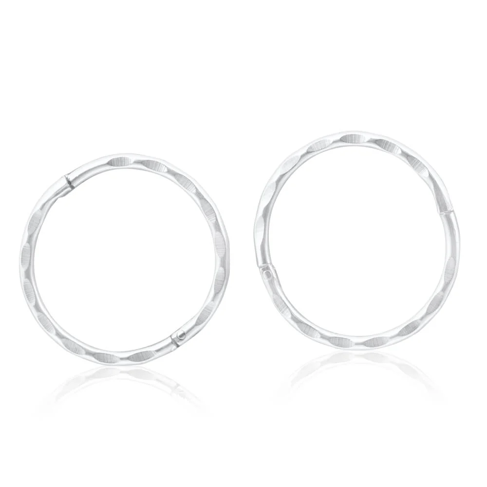 Sterling Silver Faceted Sleeper 13mm Earrings