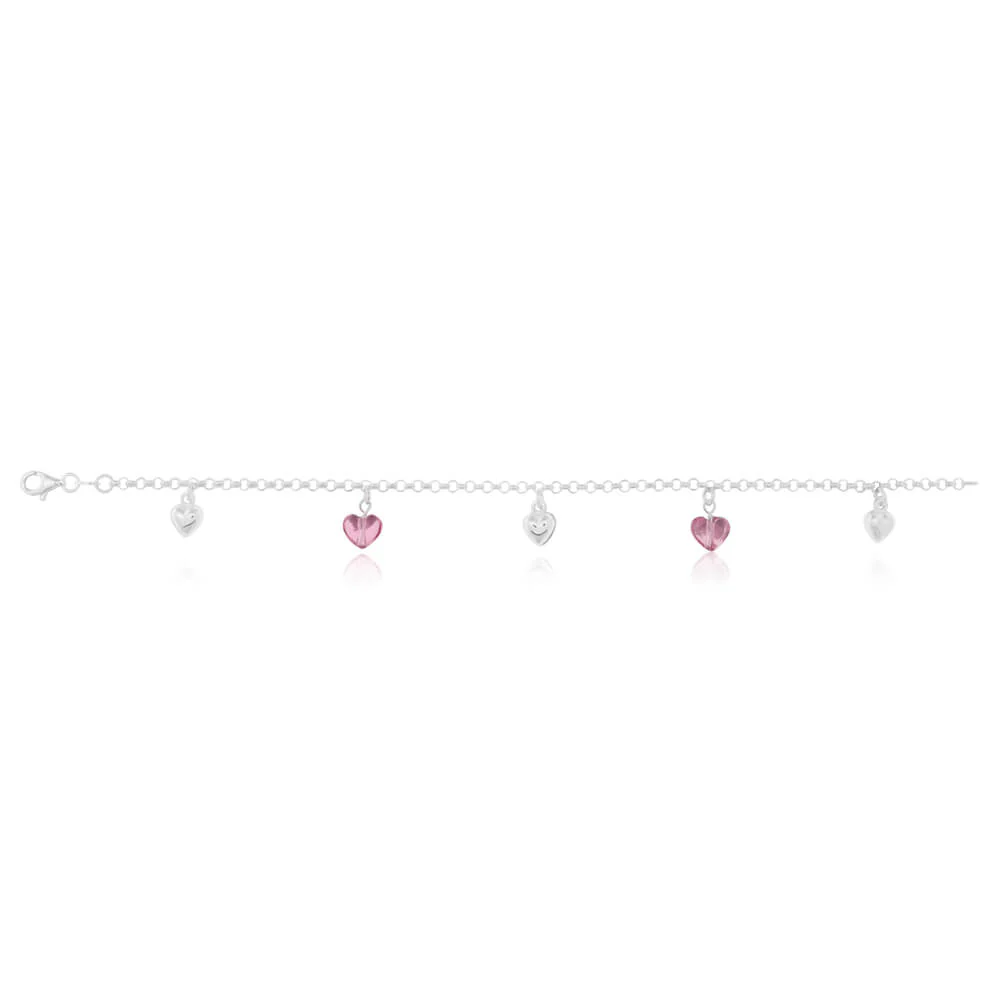 Sterling Silver Fancy Heart 19cm Bracelet - Image 3