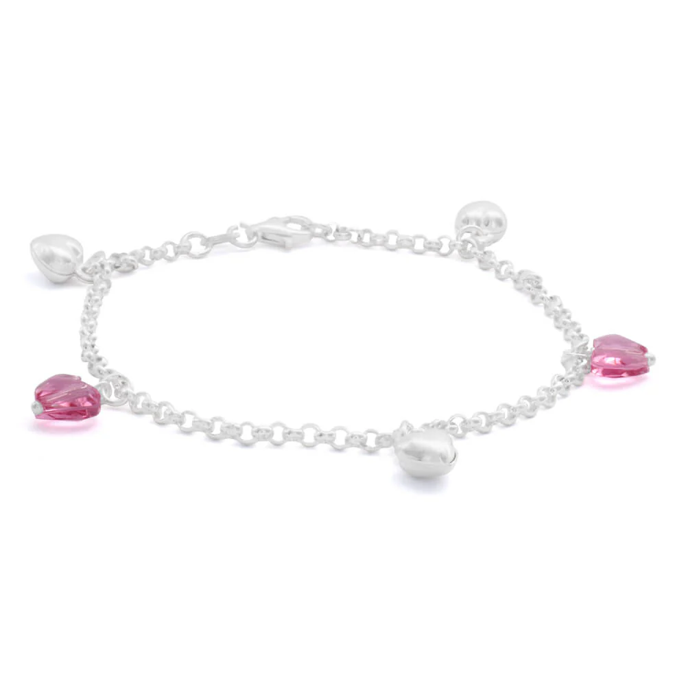 Sterling Silver Fancy Heart 19cm Bracelet - Image 4