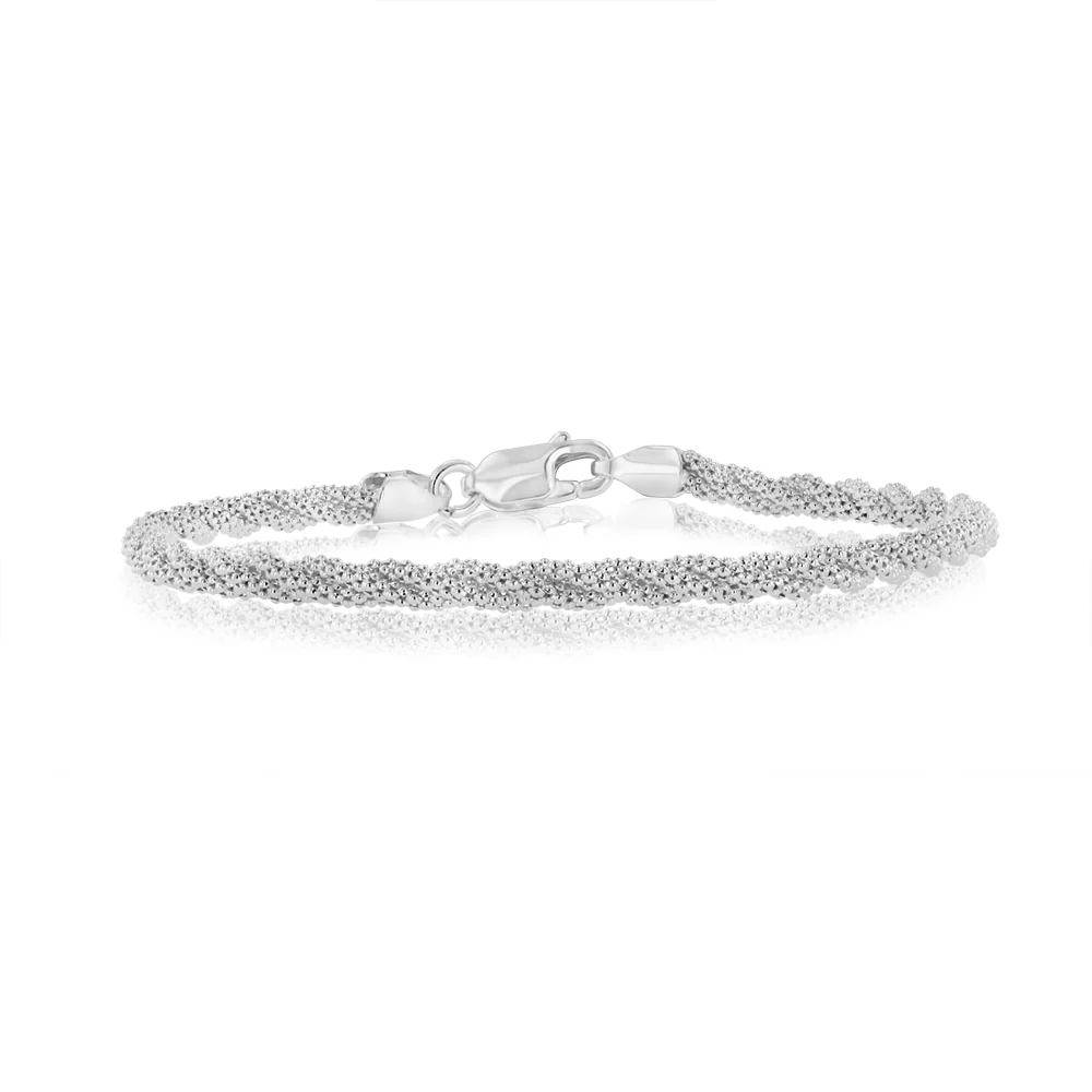 Sterling Silver Fancy Twisted 19cm Bracelet
