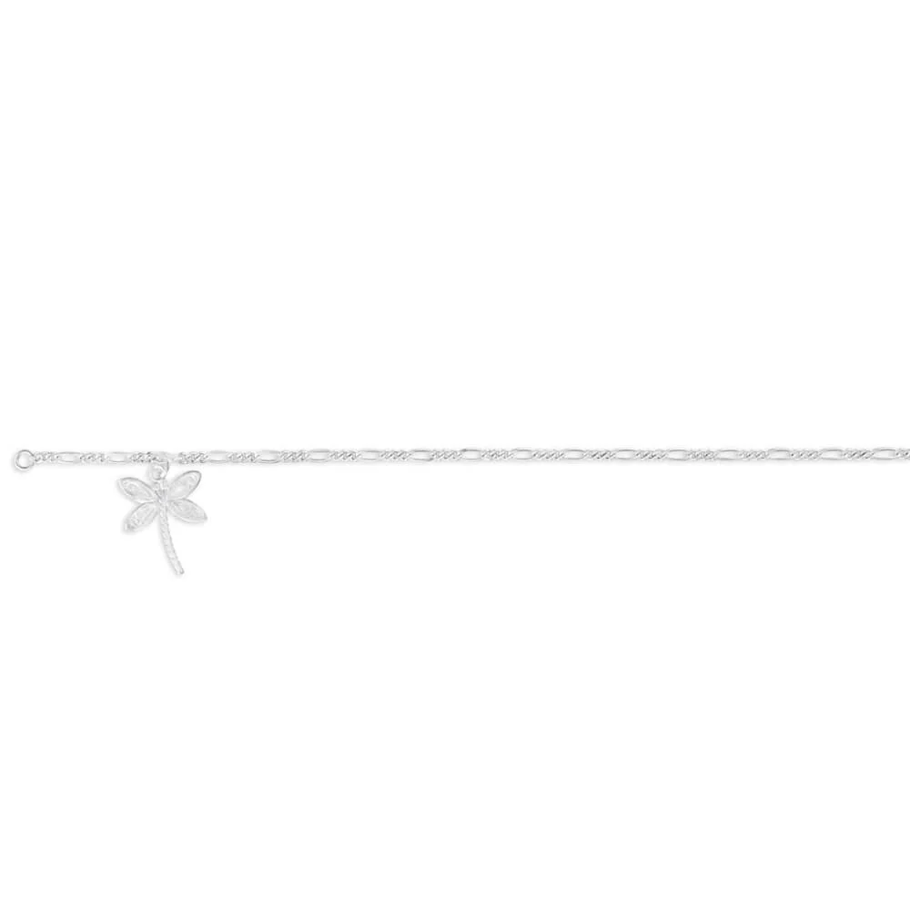Sterling Silver Figaro 1:3 Dragonfly Anklet - Image 2