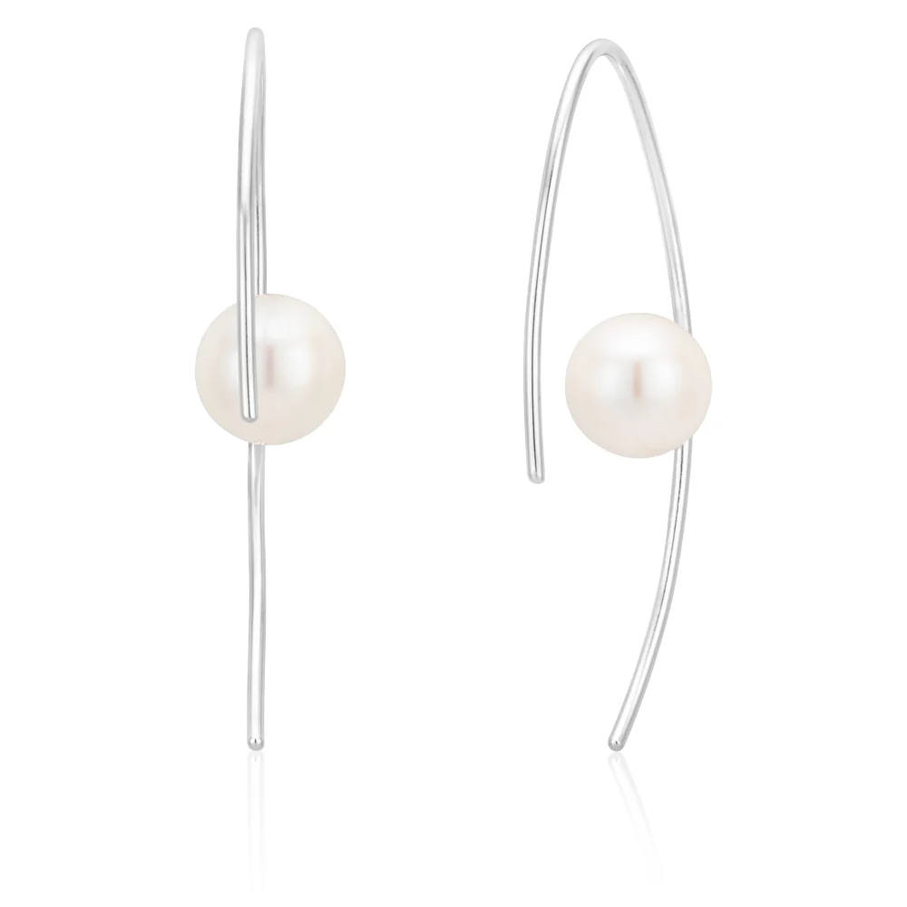 Sterling Silver Freshwater Pearl Hook Earrings - Image 2