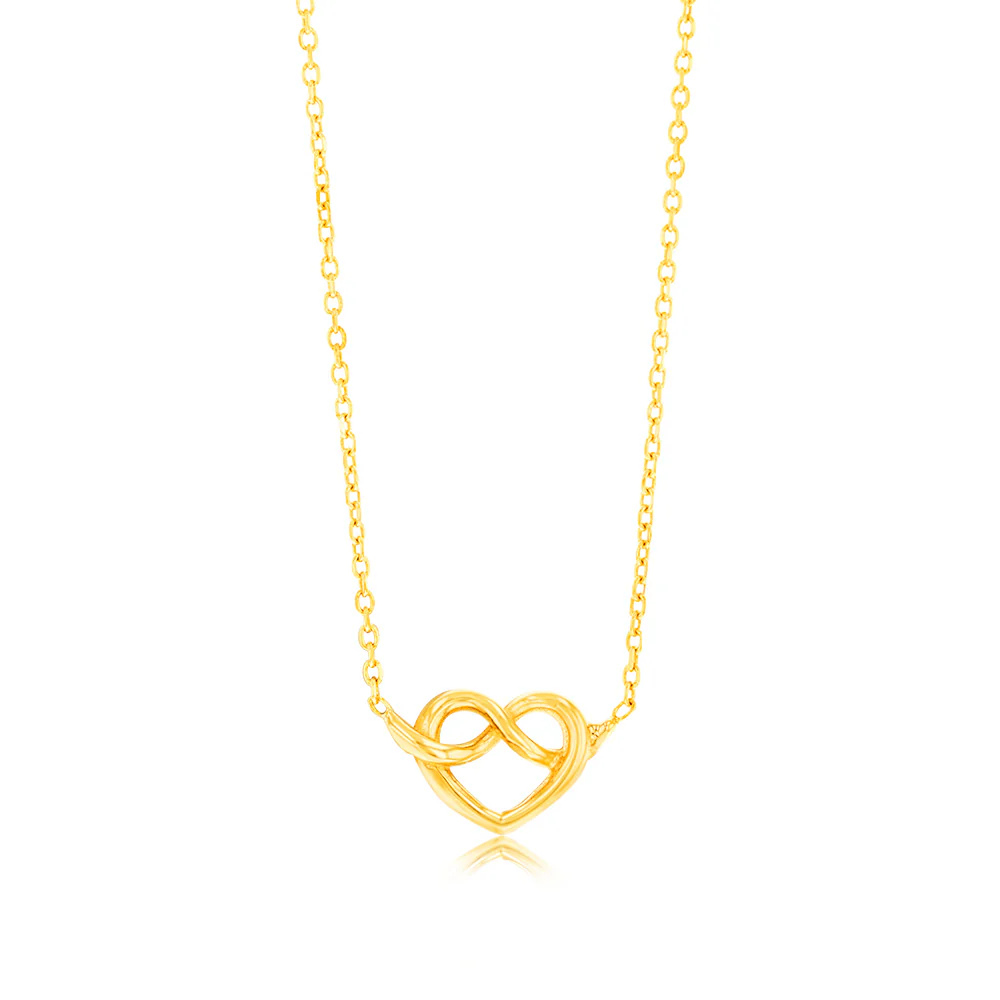 Sterling Silver Gold Plated Angel Wings Heart Pendant On 42+3cm Chain