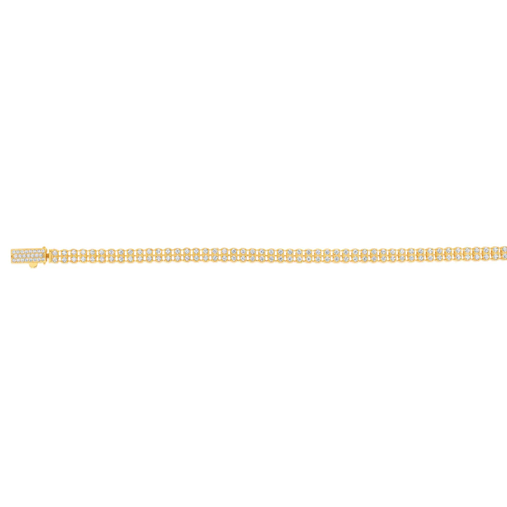 Sterling Silver Gold Plated Double Row Cubic Zirconia Tennis 19cm Bracelet - Image 2