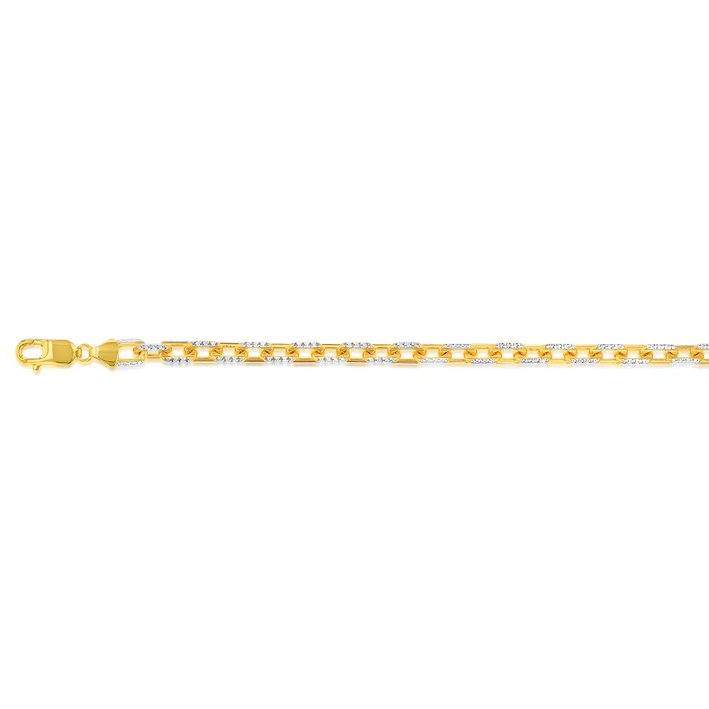 Sterling Silver Gold Plated Fancy 180 Gauge 19cm Bracelet - Image 2