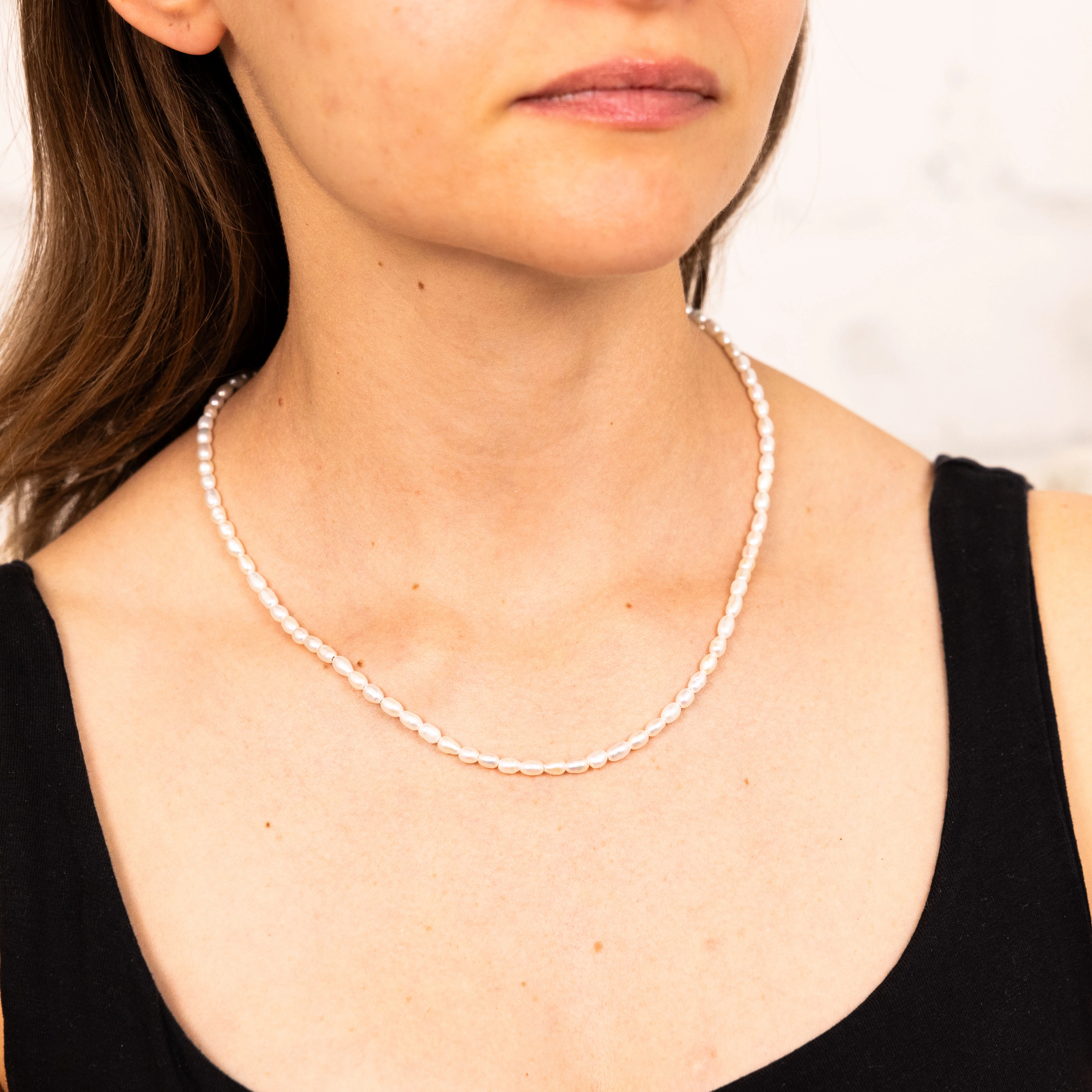 Sterling Silver Gold Plated Fresh Water Pearls 46+4cm Chain - Image 4