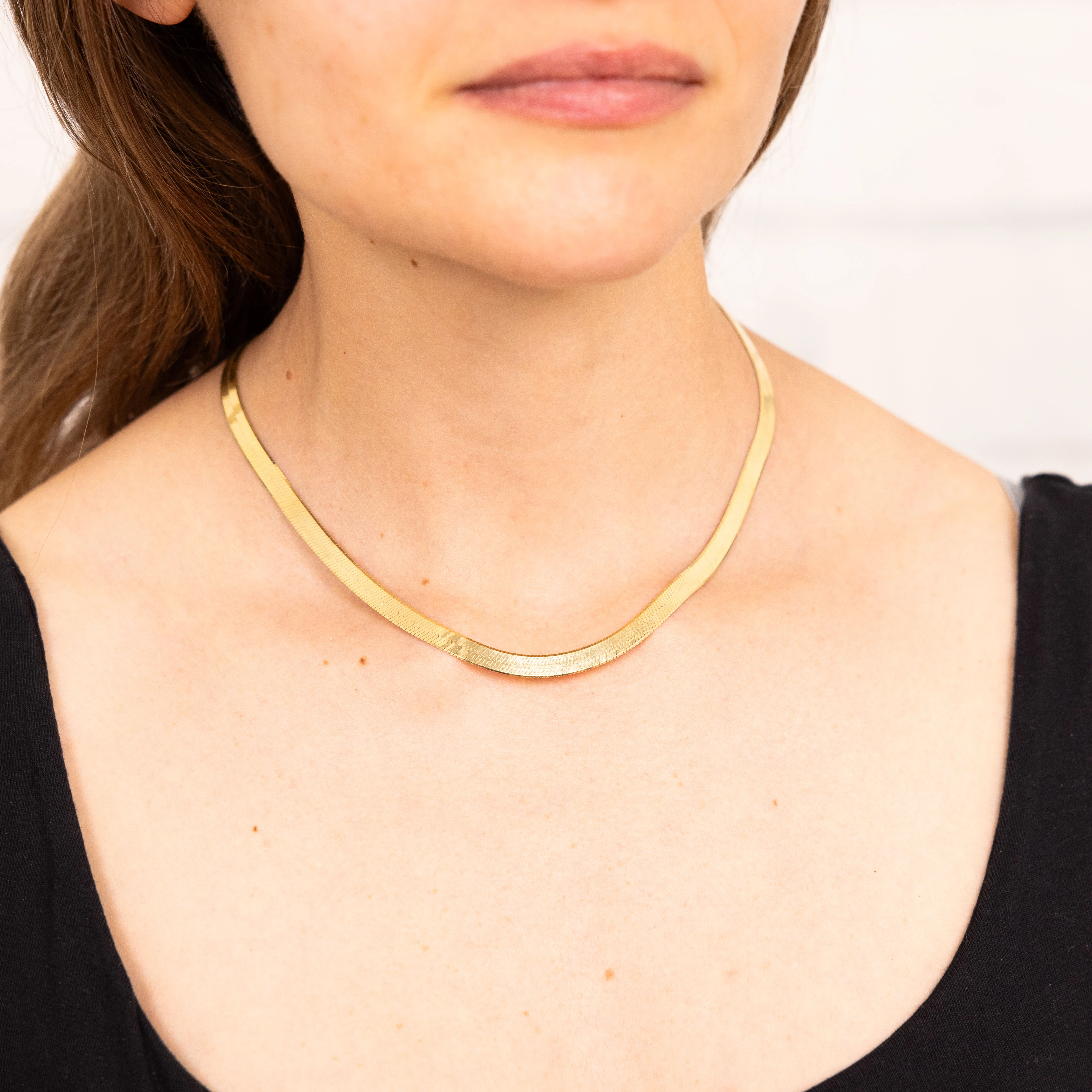 Sterling Silver Gold Plated Herringbone 40+5cm Chain - Image 2