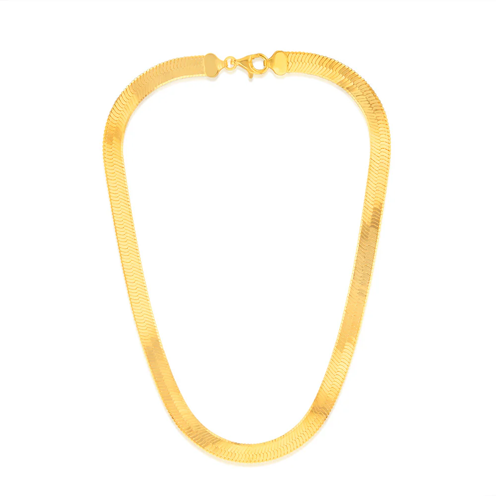 Sterling Silver Gold Plated Herringbone 45cm Chain