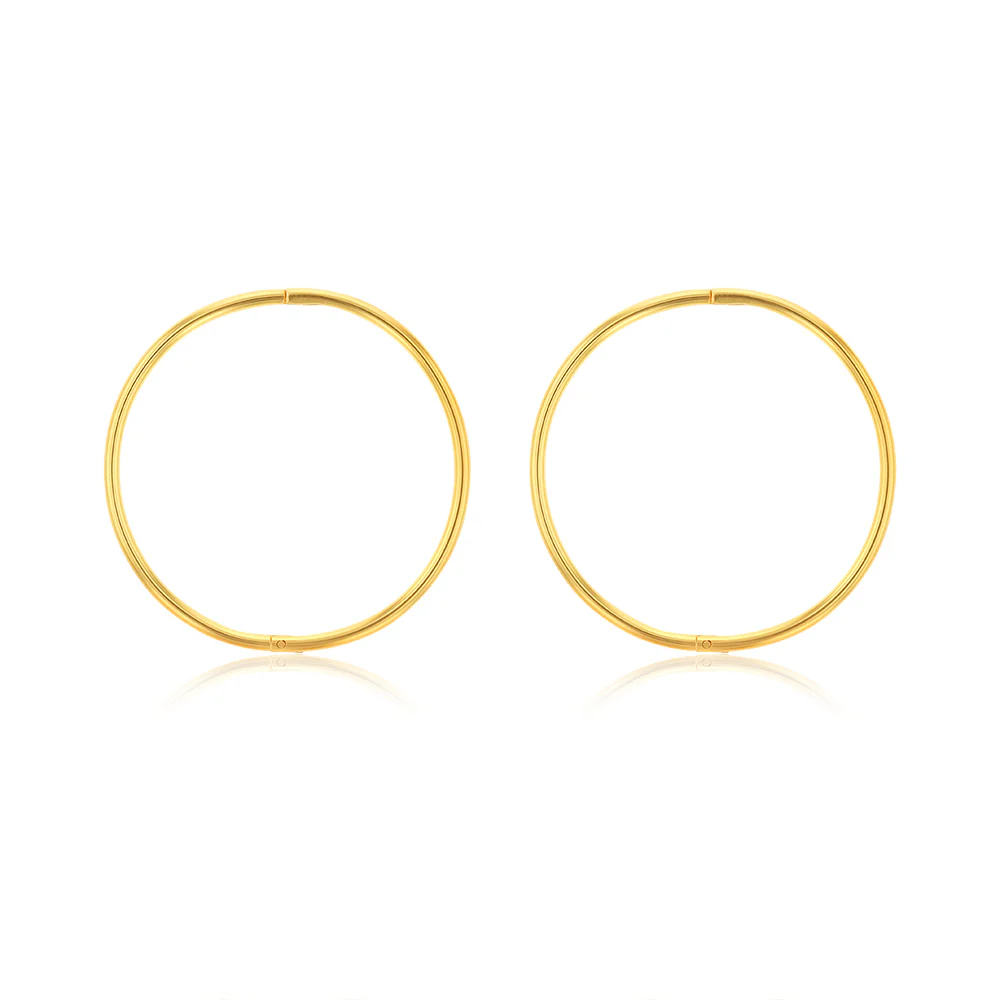 Sterling Silver Gold Plated Plain 25mm Sleeper Earrings