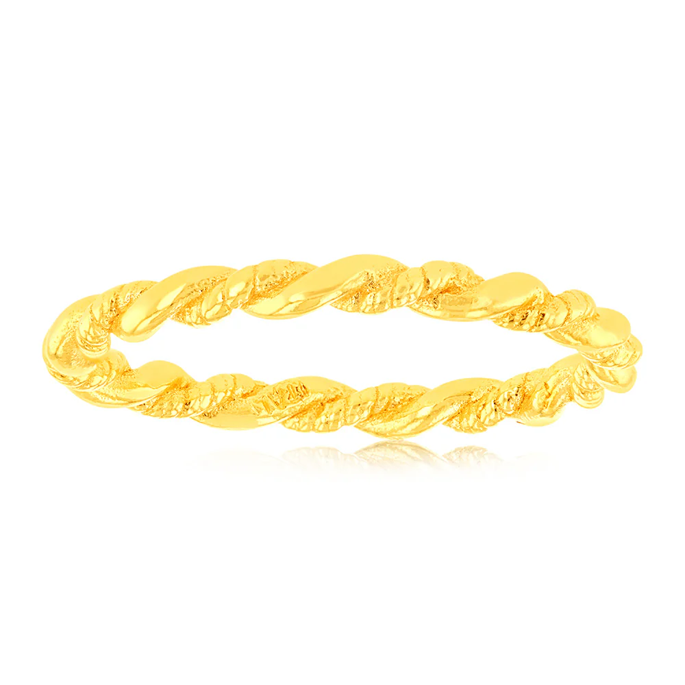Sterling Silver Gold Plated Plain Twisted Ring