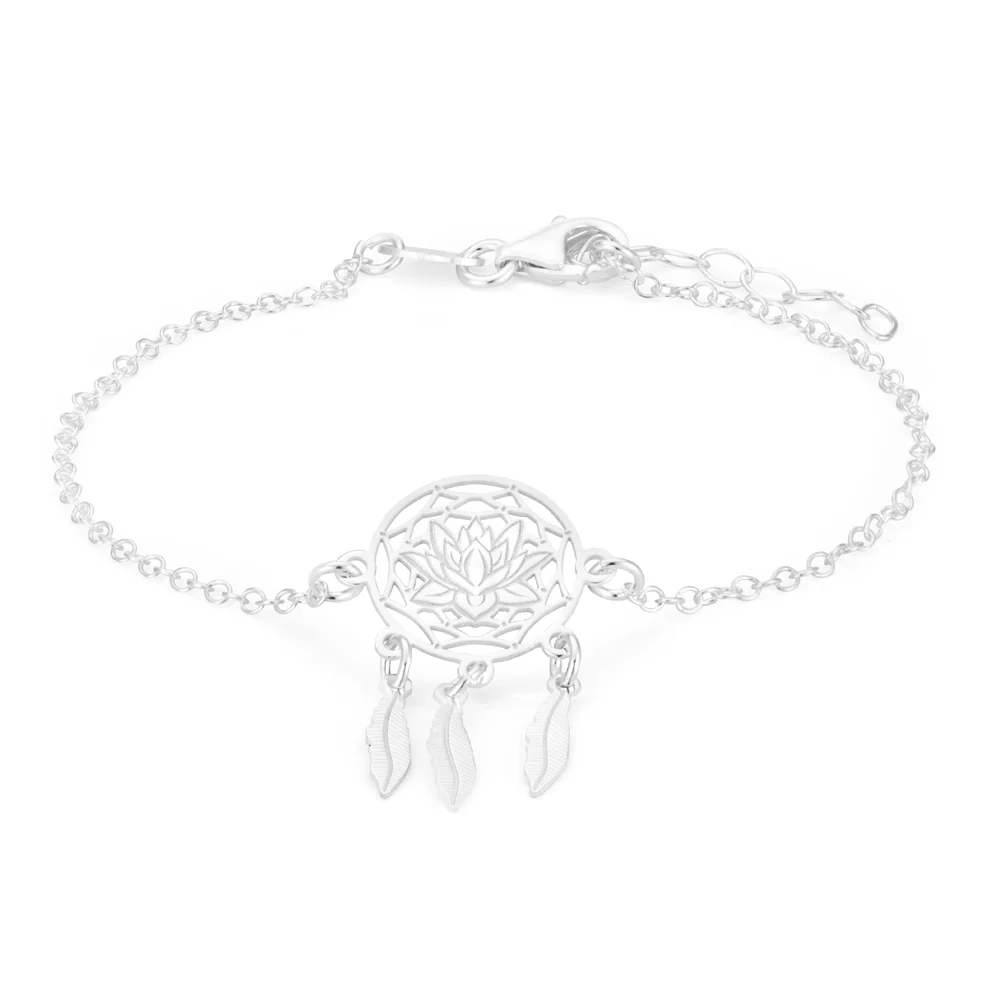 Sterling Silver Lotus Dream Catcher 19cm Bracelet - Image 2